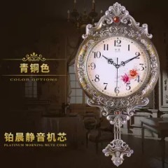歐式創(chuàng)意客廳靜音掛鐘時尚藝術石英鐘時鐘臥室壁搖擺豪華鐘表