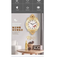 歐式創(chuàng)意客廳靜音掛鐘時尚藝術石英鐘時鐘臥室壁搖擺豪華鐘表