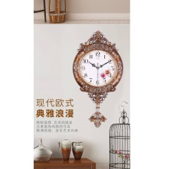 歐式創(chuàng)意客廳靜音掛鐘時尚藝術石英鐘時鐘臥室壁搖擺豪華鐘表