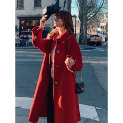 毛呢大衣女中長款過膝秋冬季新款氣質waitmore百搭呢子外套潮