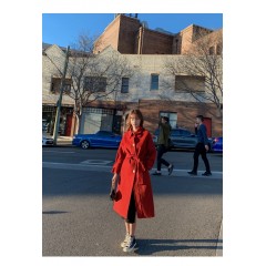 毛呢大衣女中長款過膝秋冬季新款氣質waitmore百搭呢子外套潮
