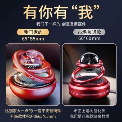 車載香水擺件太陽能雙環(huán)懸浮高級感汽車創(chuàng)意上檔次內裝飾品中控臺
