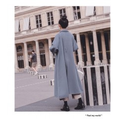 秋冬新款毛呢外套女中長(zhǎng)款韓版寬松氣質(zhì)顯瘦赫本風(fēng)過(guò)膝呢子大衣冬
