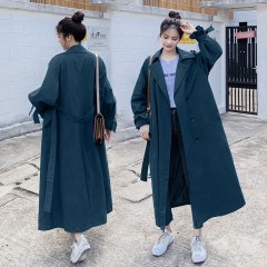秋裝新款韓版卡其色風(fēng)衣女中長(zhǎng)款過膝百搭寬松休閑外套女春秋